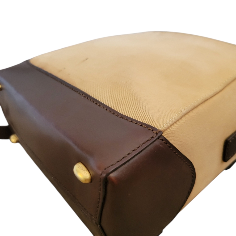 Celine Canvaa Leather Brown Cream Crossbody Bag - Picture 14 of 16